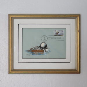 Framed 1989 First Day of Issue Montana Stamp and Duck.  A-130MT